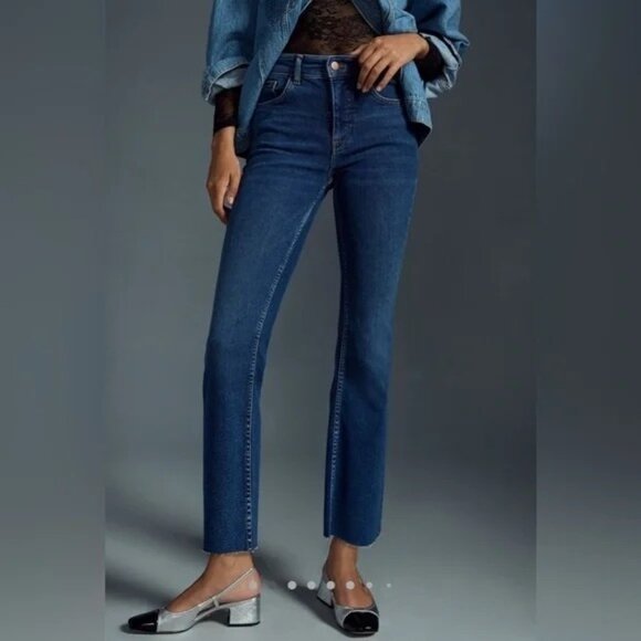 Pilcro The Yaya Mid-Rise Crop Jeans Raw Hem Ankle Length Womens Size 26 Blue Den - Picture 1 of 10